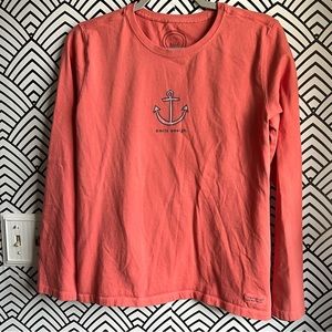 Life is good coral long sleeve t-shirt size medium